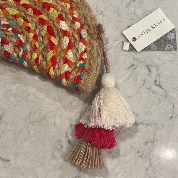 Antik Kraft Handbags - NWT Antik Kraft x Anthropologie Chindo Moon Rattan Clutch Multi Color